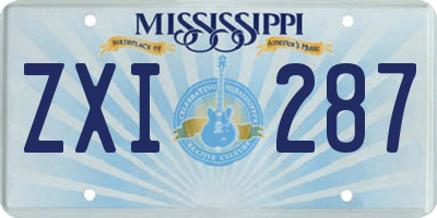 MS license plate ZXI287