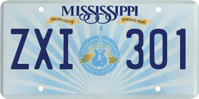 MS license plate ZXI301