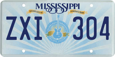 MS license plate ZXI304