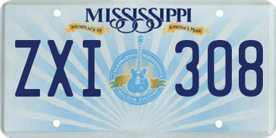 MS license plate ZXI308