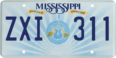 MS license plate ZXI311