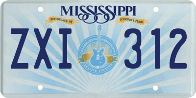 MS license plate ZXI312