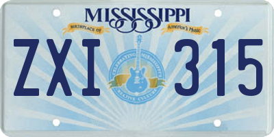 MS license plate ZXI315