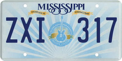 MS license plate ZXI317