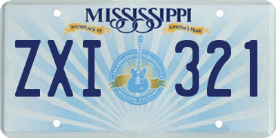 MS license plate ZXI321