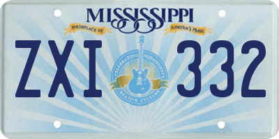 MS license plate ZXI332