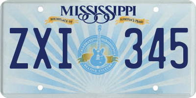 MS license plate ZXI345