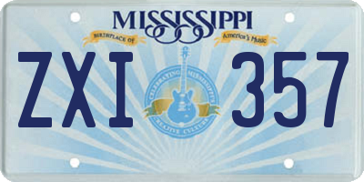 MS license plate ZXI357