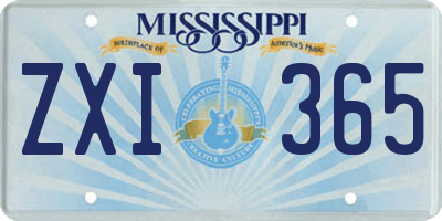 MS license plate ZXI365