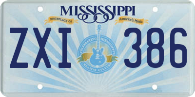 MS license plate ZXI386