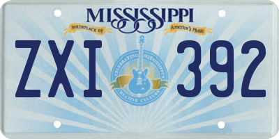 MS license plate ZXI392