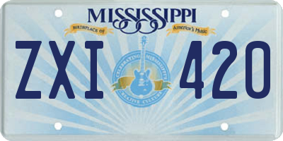 MS license plate ZXI420