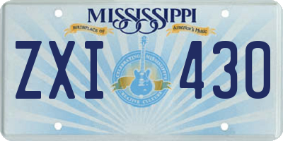MS license plate ZXI430