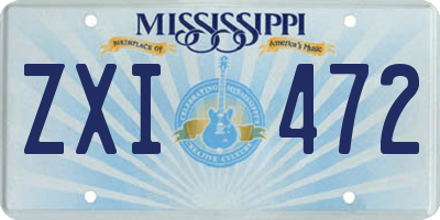 MS license plate ZXI472