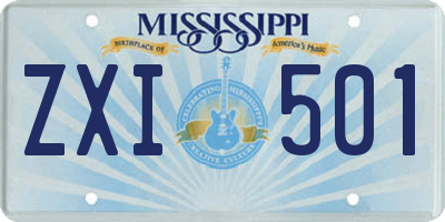 MS license plate ZXI501