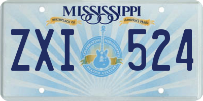 MS license plate ZXI524