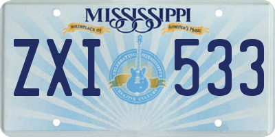 MS license plate ZXI533