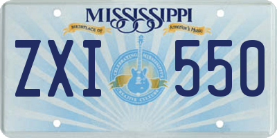 MS license plate ZXI550