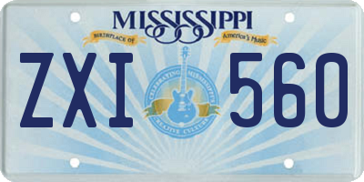 MS license plate ZXI560