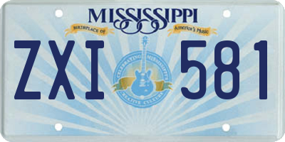 MS license plate ZXI581