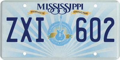 MS license plate ZXI602