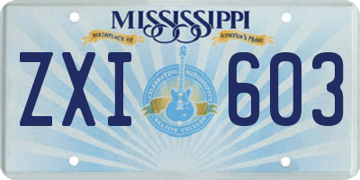 MS license plate ZXI603