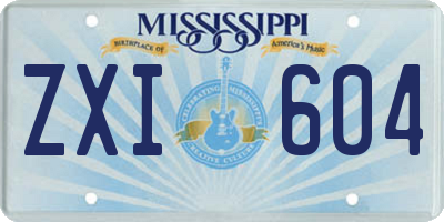 MS license plate ZXI604