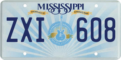 MS license plate ZXI608