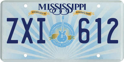 MS license plate ZXI612