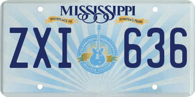 MS license plate ZXI636