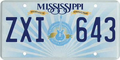 MS license plate ZXI643