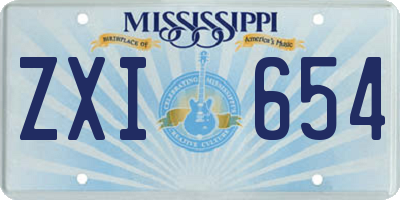 MS license plate ZXI654