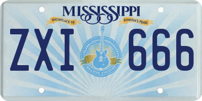 MS license plate ZXI666