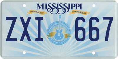 MS license plate ZXI667