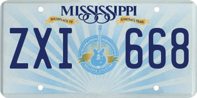 MS license plate ZXI668