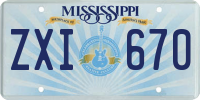 MS license plate ZXI670
