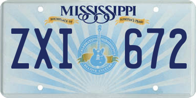 MS license plate ZXI672