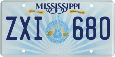 MS license plate ZXI680