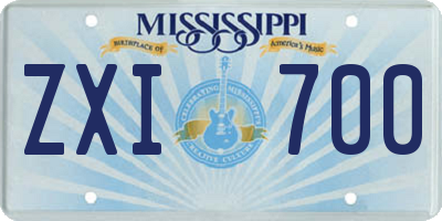 MS license plate ZXI700
