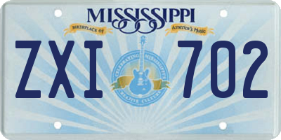 MS license plate ZXI702