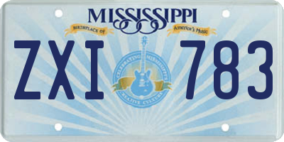 MS license plate ZXI783