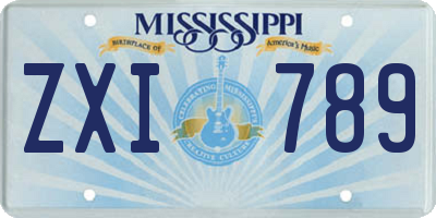 MS license plate ZXI789