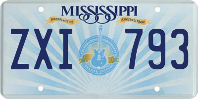 MS license plate ZXI793