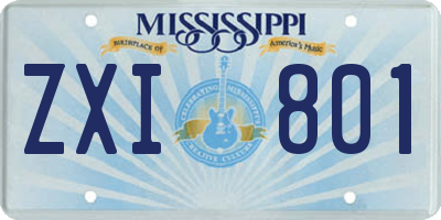 MS license plate ZXI801