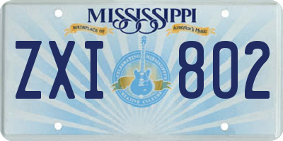MS license plate ZXI802