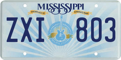 MS license plate ZXI803