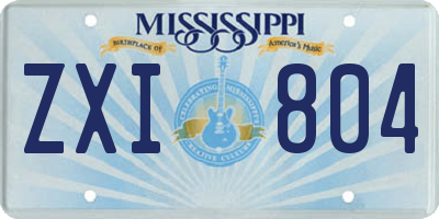 MS license plate ZXI804