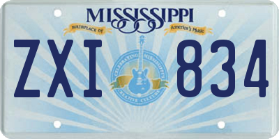 MS license plate ZXI834