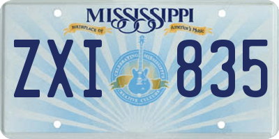 MS license plate ZXI835