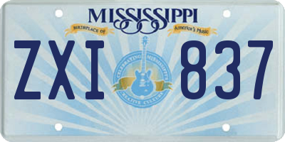 MS license plate ZXI837